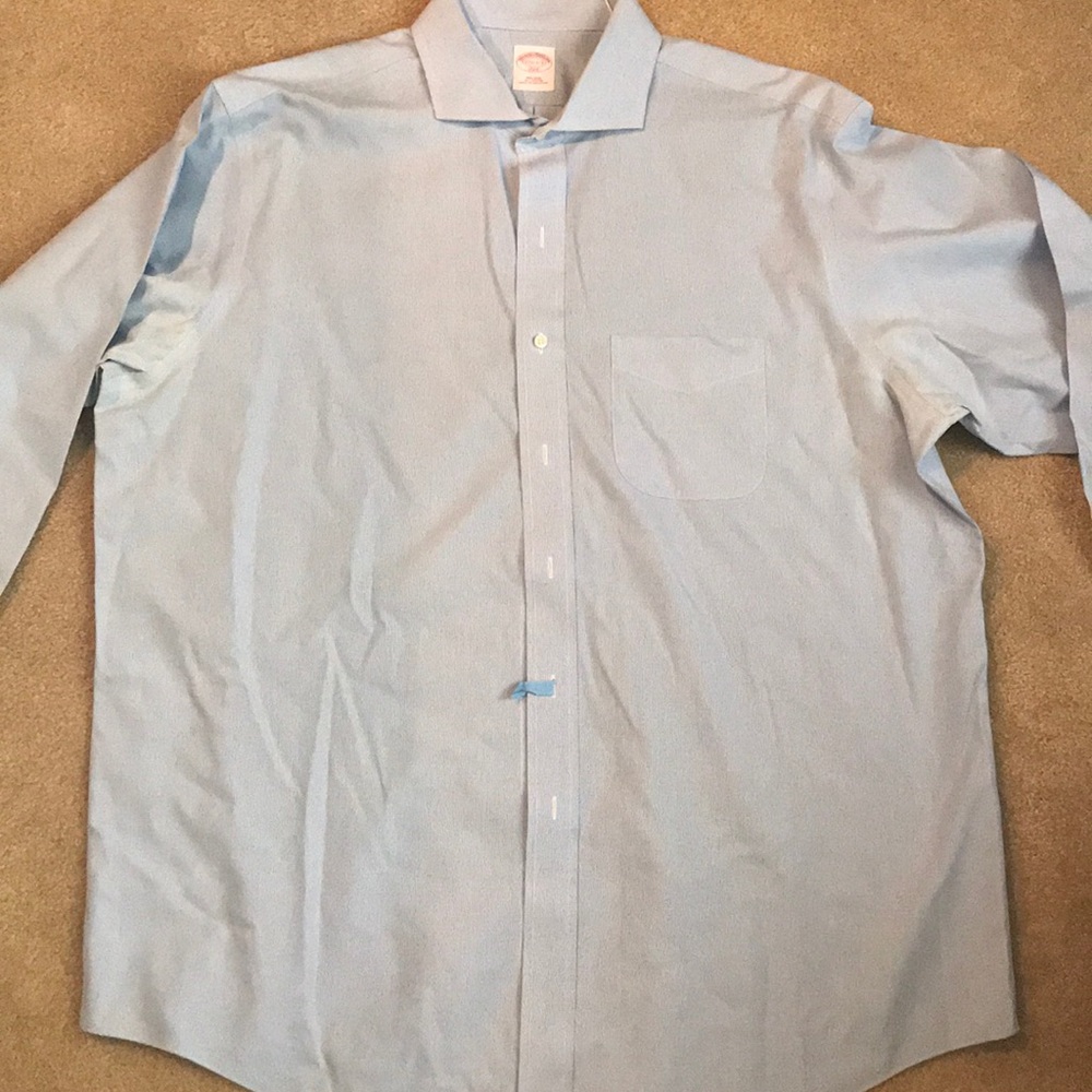 Brooks brothers blue and white checked button-down